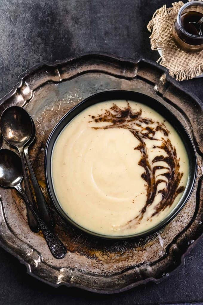 Vegan Cauliflower Soup With Saffron and Sumac Oil